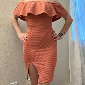Peachy orange cocktail dress